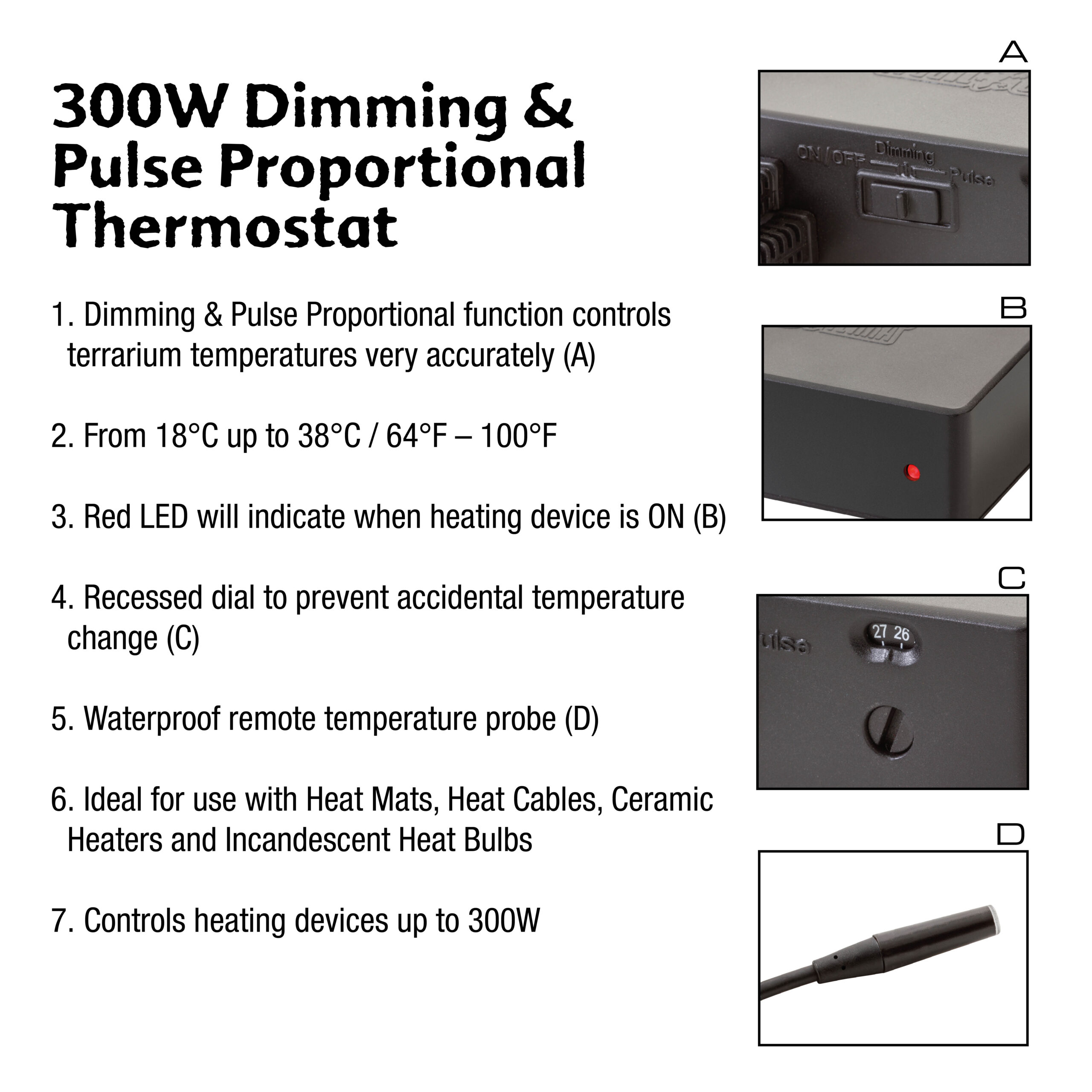 Exo Terra 300w Dimming & Pulse Proportional Thermostat - Image 4